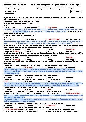 Đề thi THPT Quốc gia môn Tiếng Anh - Đợt 2 - Mã đề 410 - Năm học 2021 (Có đáp án)